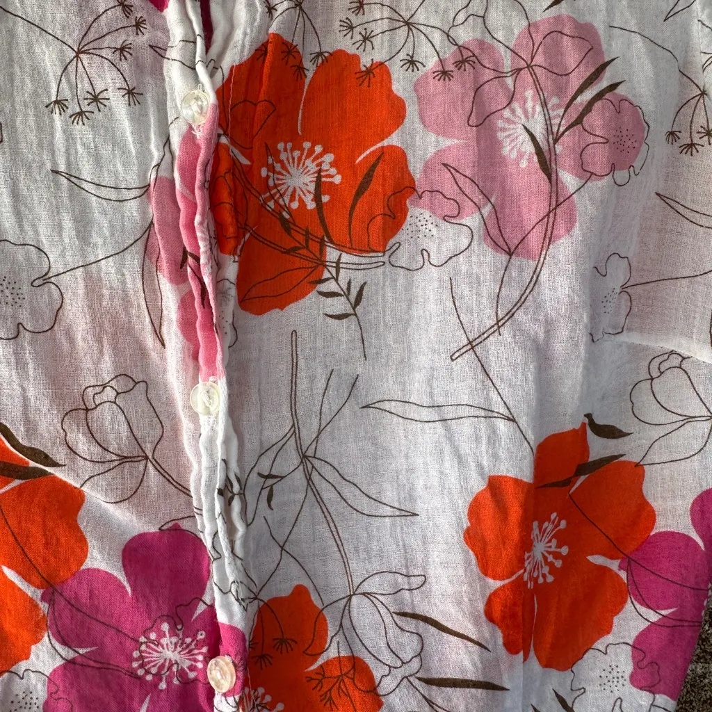 Misdemeanor Vintage 90’s Light Floral Button Up 100% Cotton Size Medium Pink - Image 2