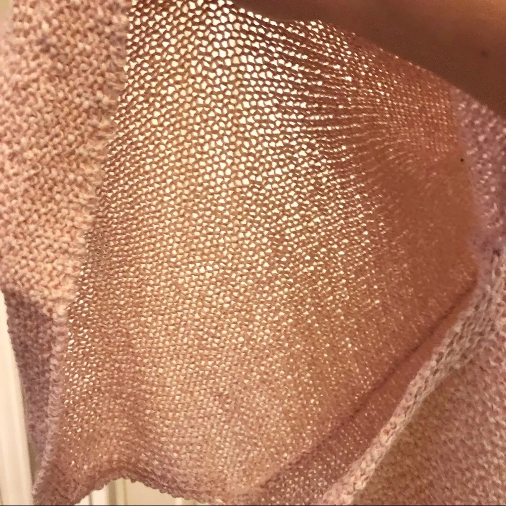 J Jill Pure Jill Mock neck Open Weave Lightweight 3/4 Sleeve Sweater Pink Size M - Image 4