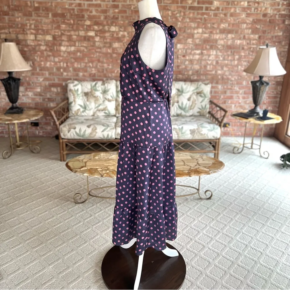 NWT Sam Edelman Dress Midi Halter Polka Dot High Neck 10 Periwinkle Blue Party - Image 7