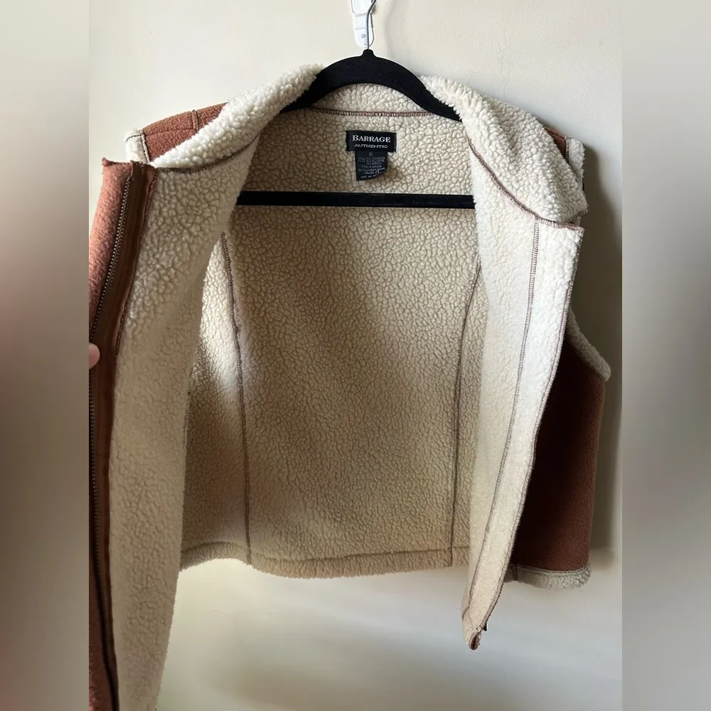 Womens Barrage Authentic Brown/ Cream Fleece Like Full Zip Up Vest Size XL - Image 3