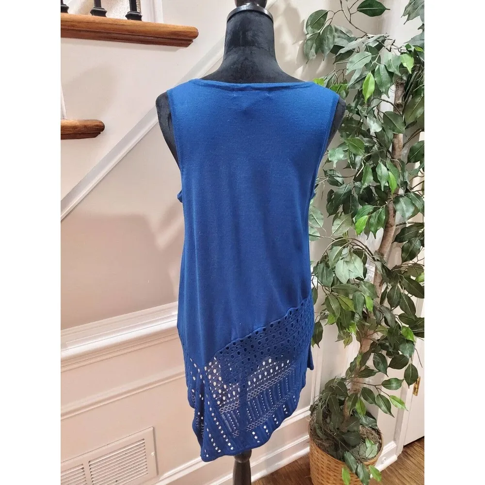 Grace Elements Women's Blue Rayon Scoop Neck Sleeveless Casual Top Blouse Size M - Image 7