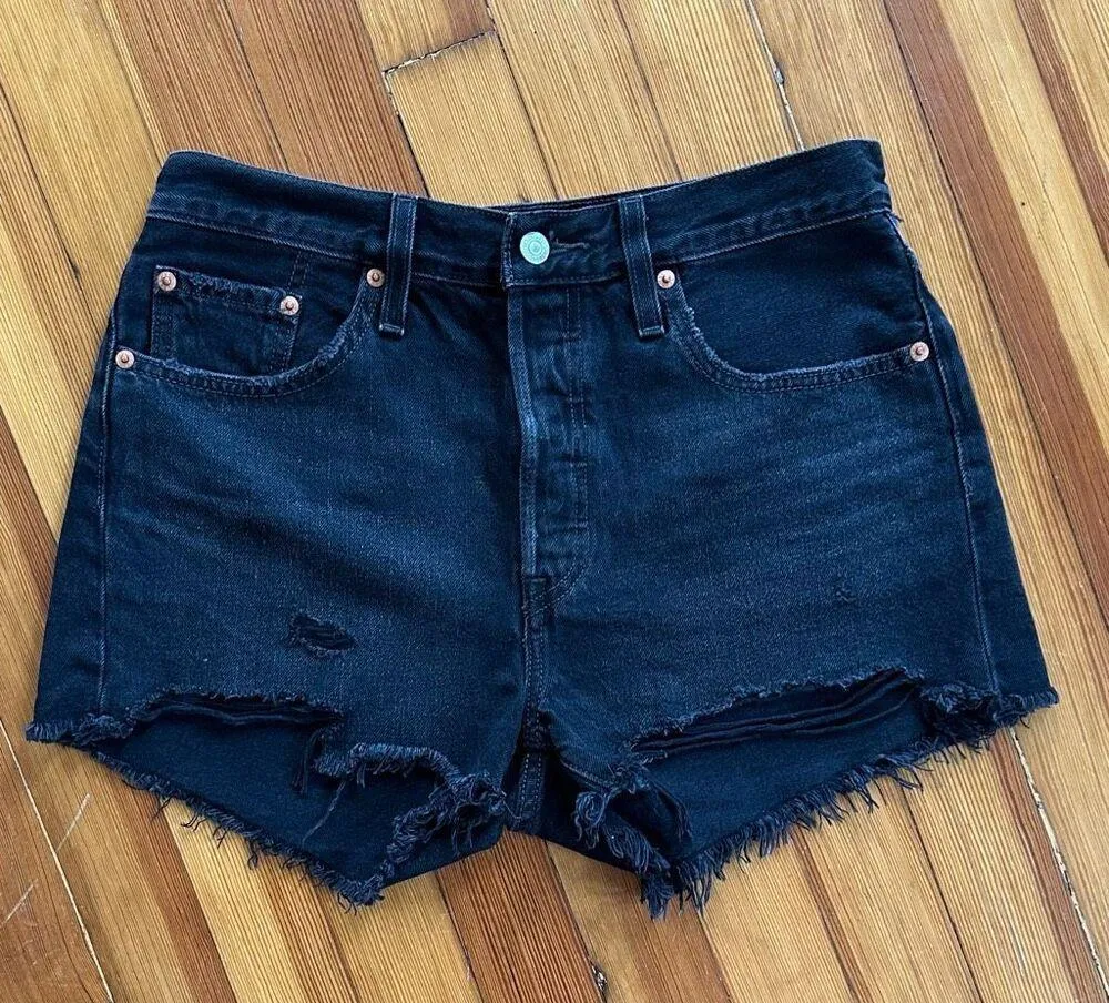 Levi’s Premium Denim 501 Cutoff Jean Shorts in Lunar Black Size 28 - Image 2