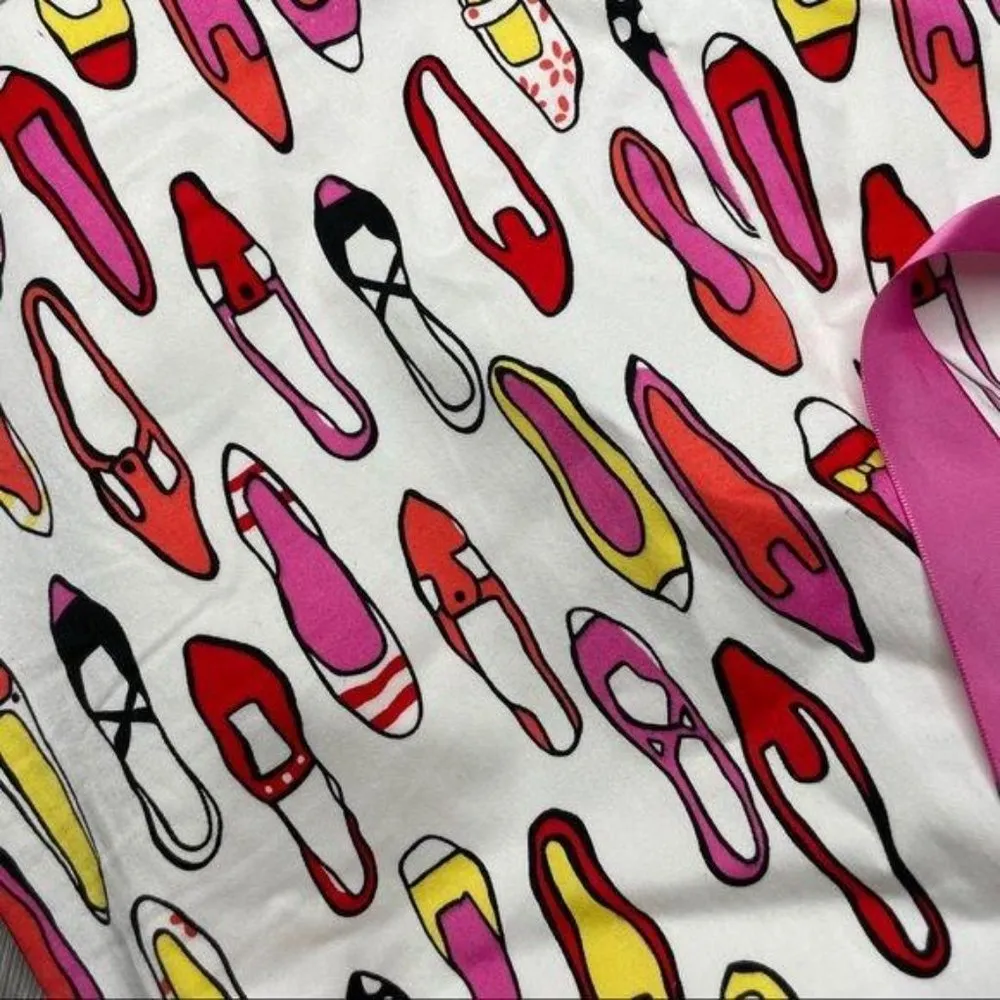 City silk stretch shoe print unique short skirt 8 petite belted White Size 8P - Image 6