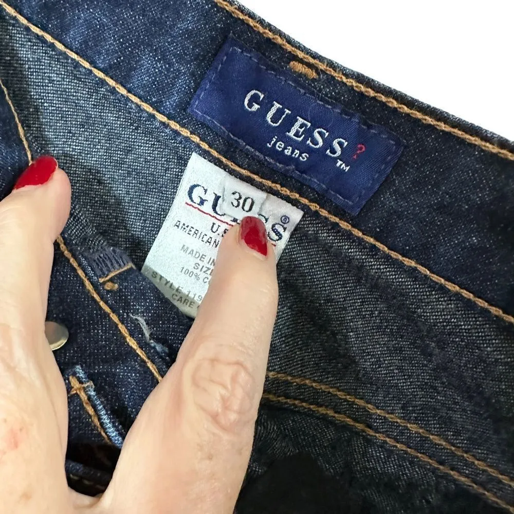 Vintage Guess Blue Denim Shorts Size 30 - Image 6