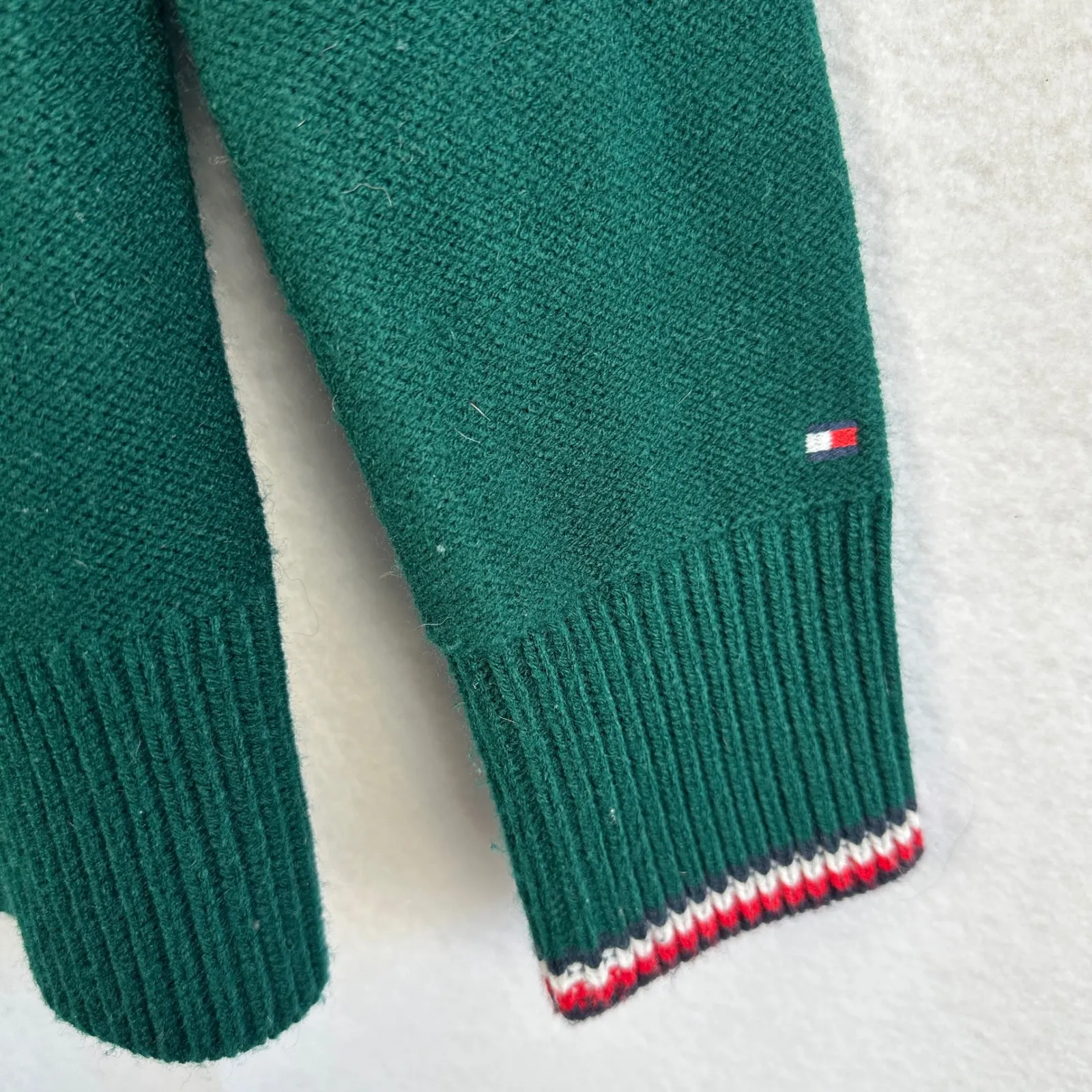 Tommy Hilfiger Green Turtleneck Sweater Cable Knit Long‎ Sleeve Women Medium - Image 7