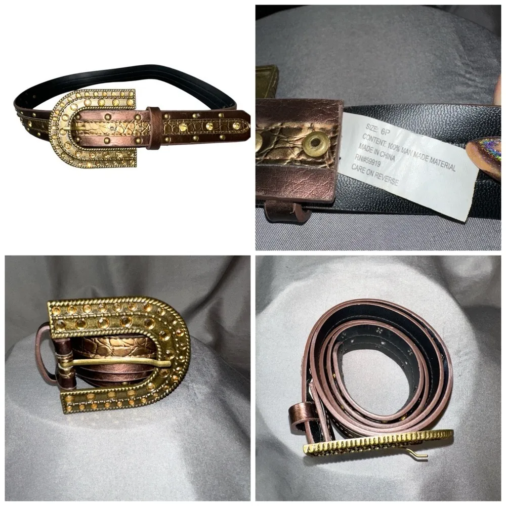 Apt. 9 Belt Womens 6P Faux Leather Studded Boho Hippie Y2K Embellished Cowgirl - Image 5