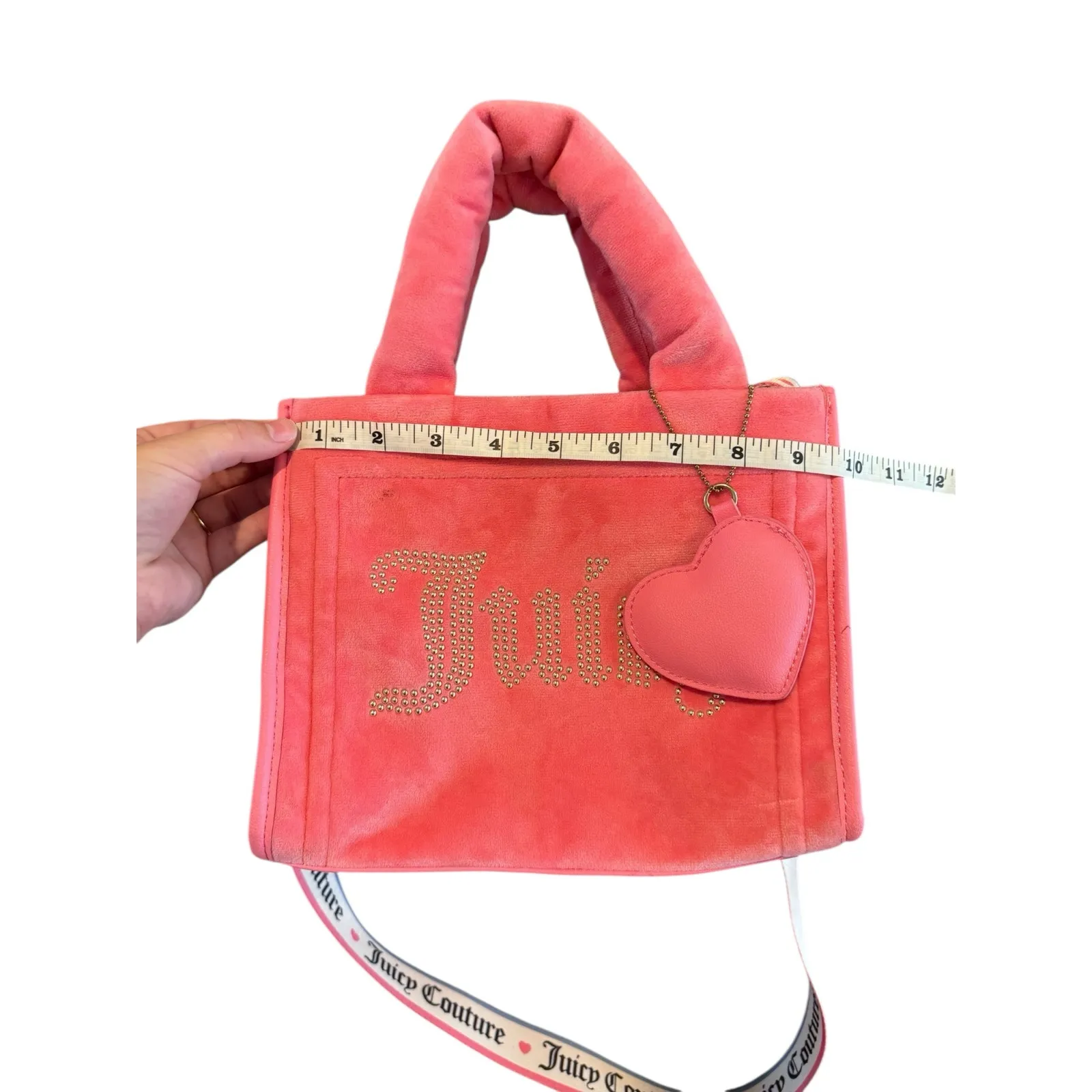 Juicy Couture Pink Velour Tote Crossbody Logo Bag Y2K - Image 16