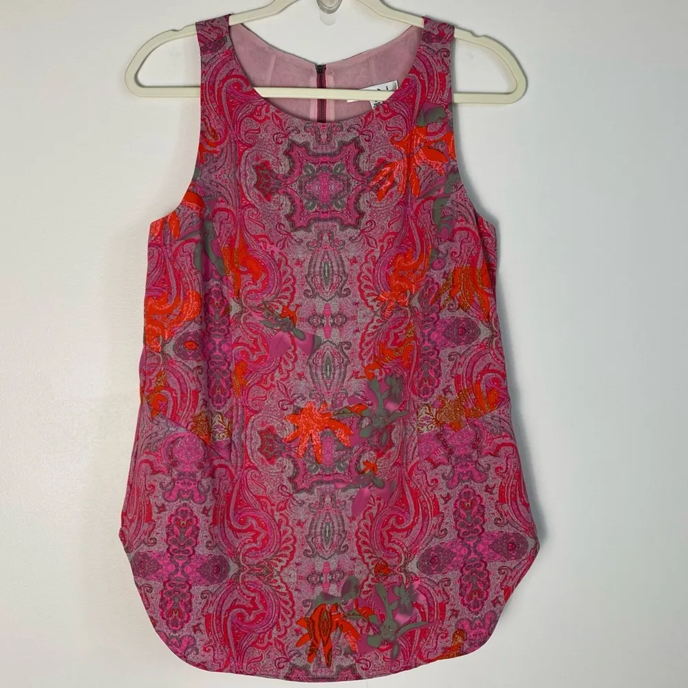 CAbi Pink Jubilee Paisley Tank Top Sleeveless Layered Top Tank Blouse Print - Image 2