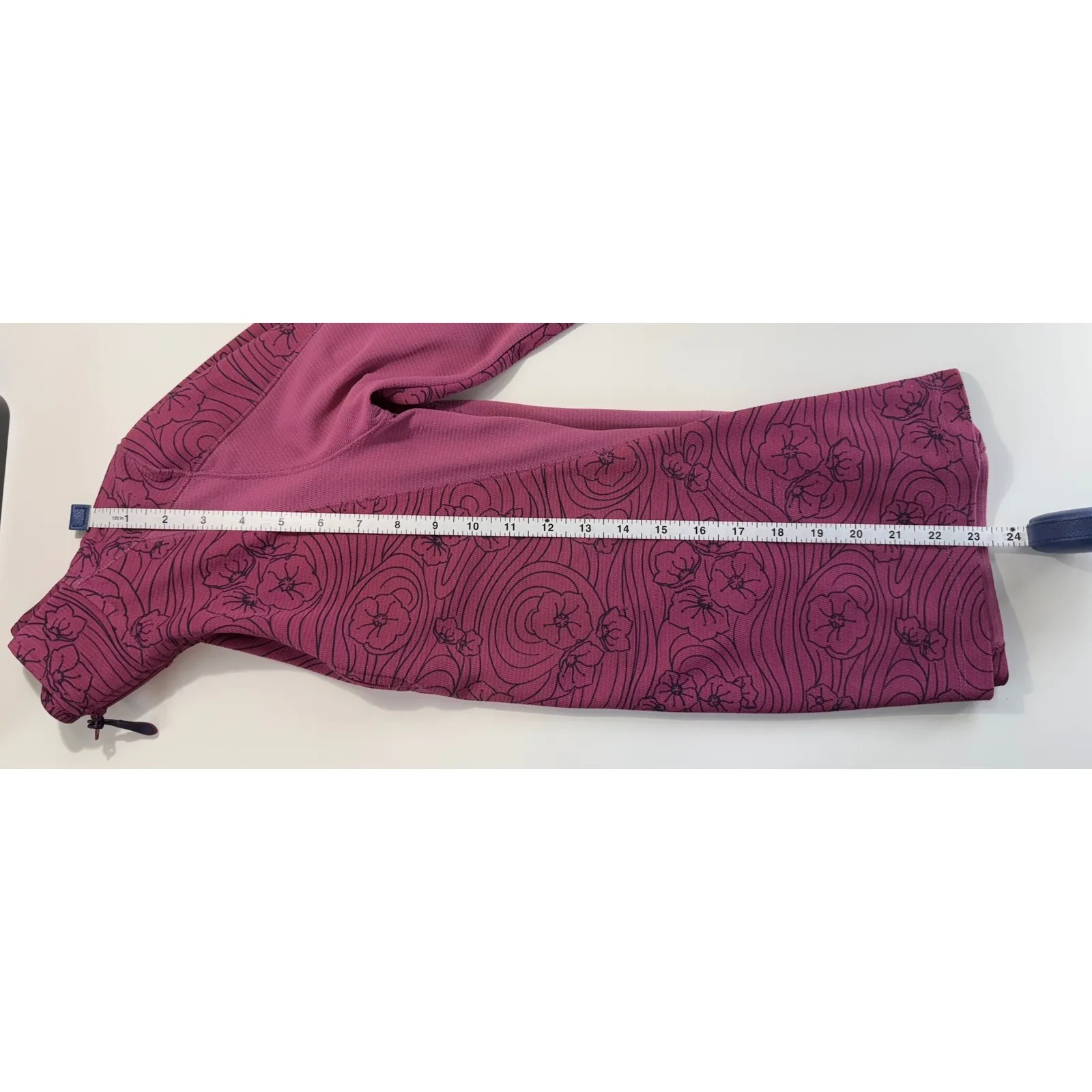 L L Bean Womens Pink Floral Quarter Zip Long Sleeve Athletic Top XS - Image 7