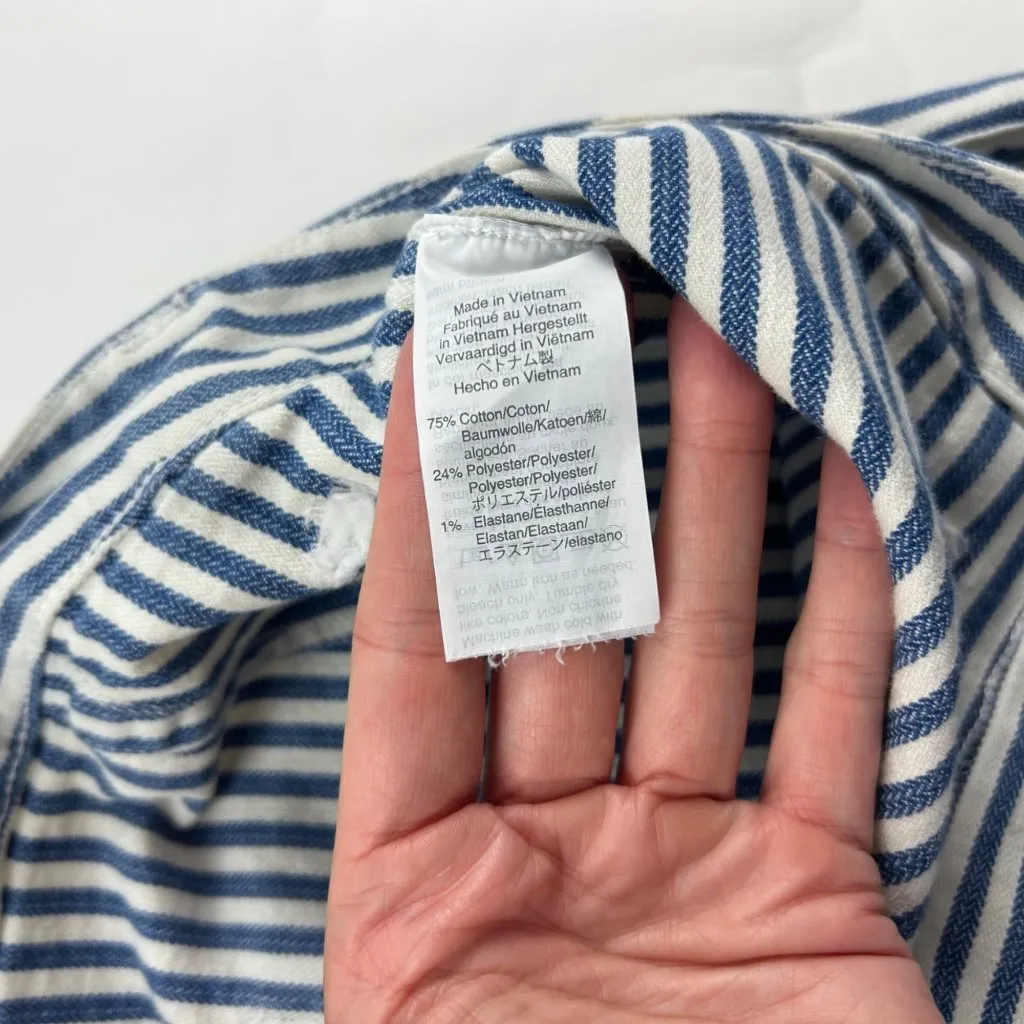 Madewell Blue Railroad Striped Wide Leg Cropped Chino Pant 30 - Image 5