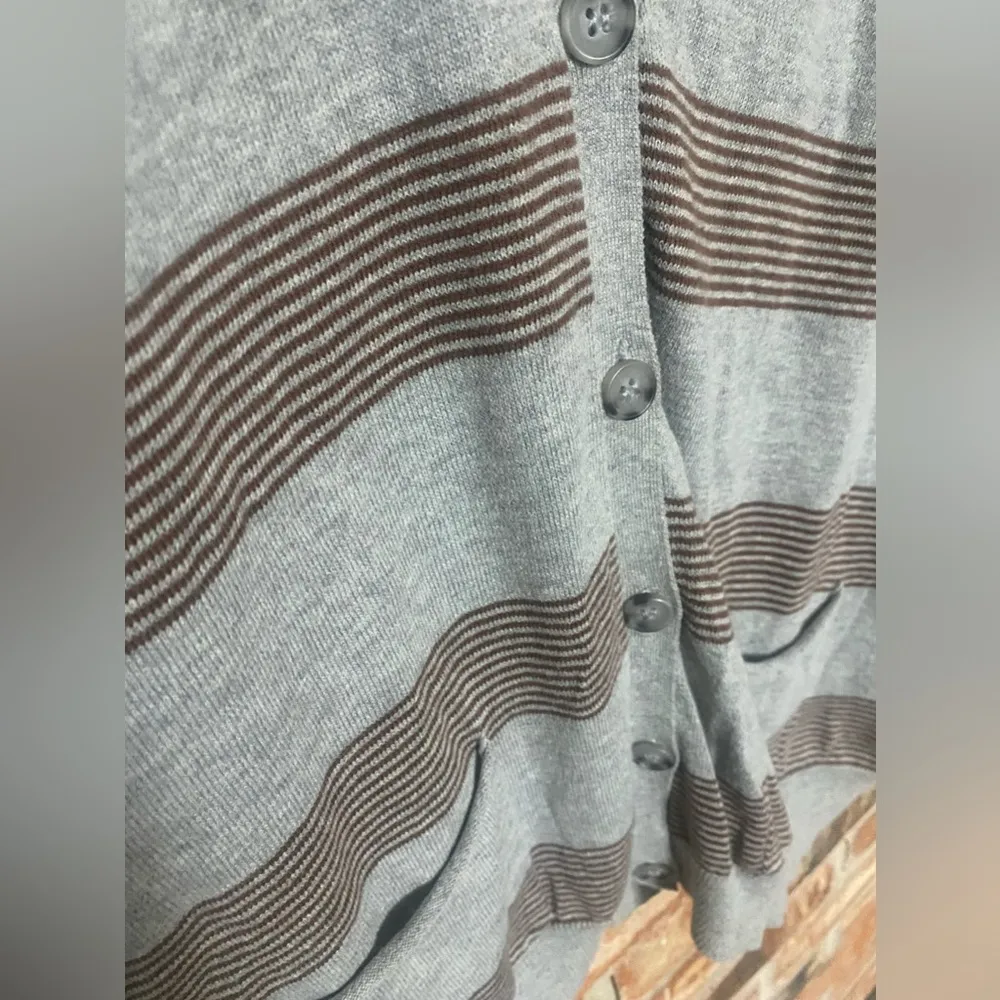 BKE Buckle  striped heather grey dolman sleeve cardigan sweater - Image 6