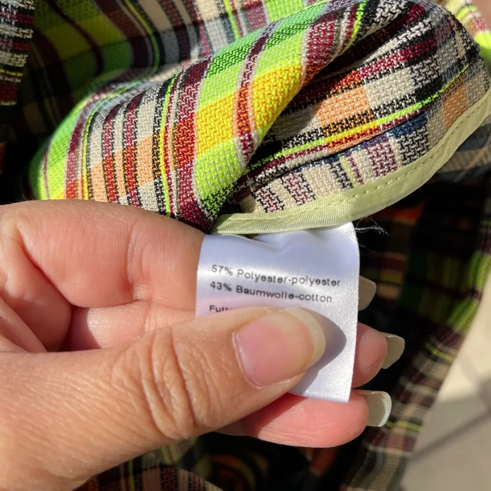 Akris Punto Madras Check Cotton Gabardine Jacket size 12 - Image 9