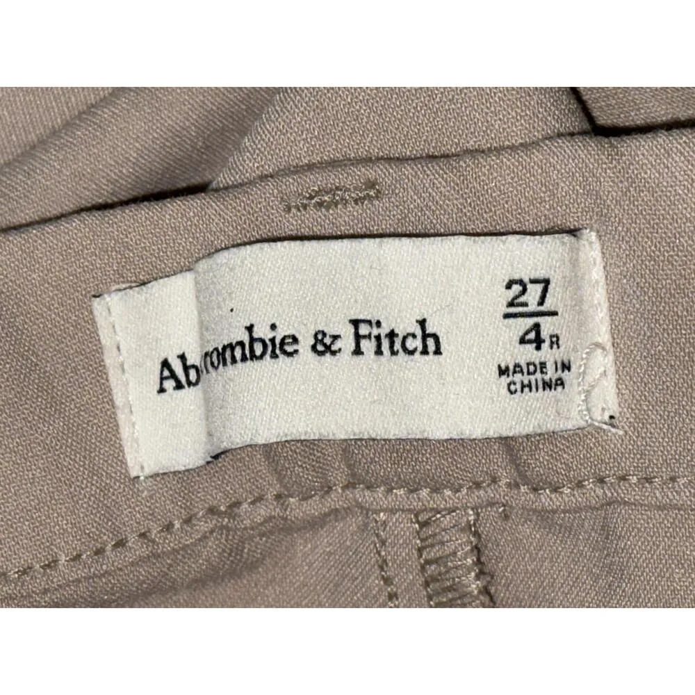 Abercrombie & Fitch Khaki Pleated High Waisted Straight Trousers Pants Size 27 4 - Image 4