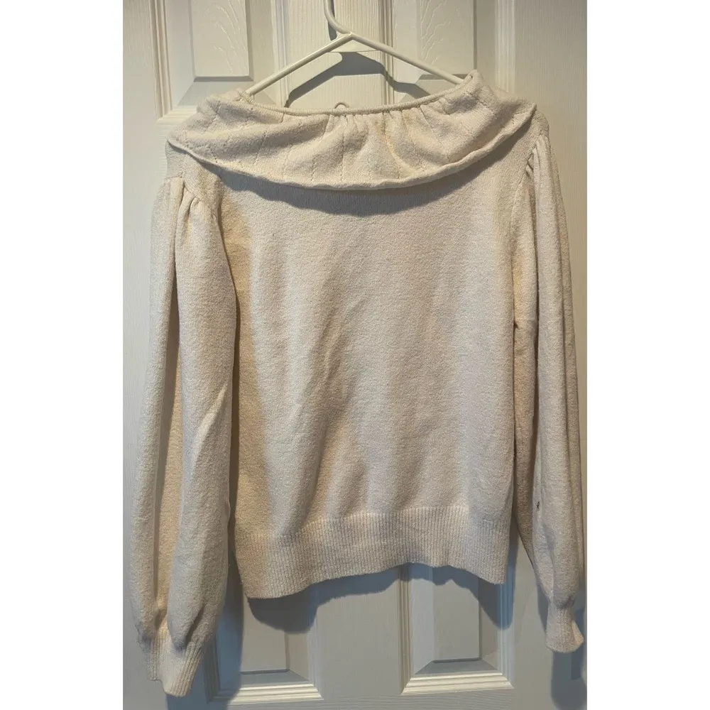 Who What Wear Collared Ivory Soft Weave Sweater, Size M, $21, B52 - Image 4