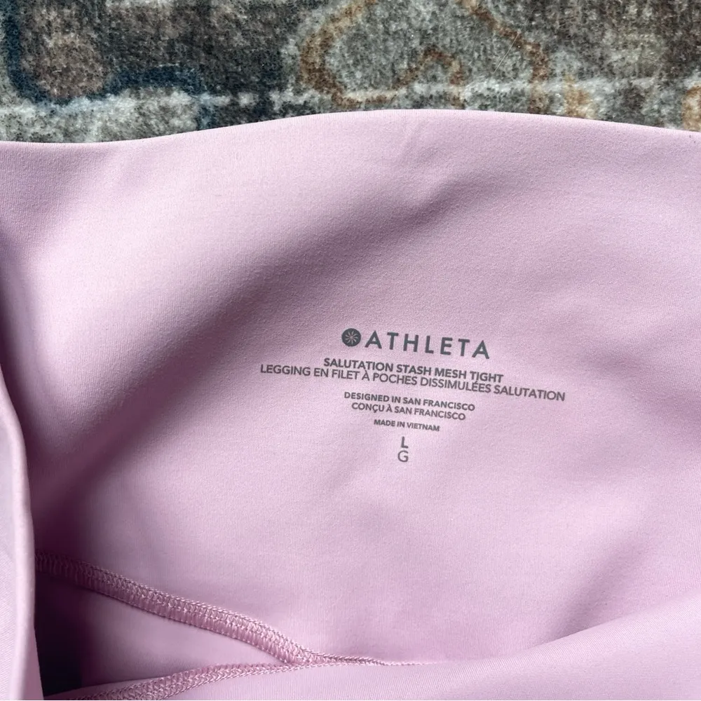 ATHLETA Pink SALUTATION STASH MESH TIGHT High Rise leggings - Image 4