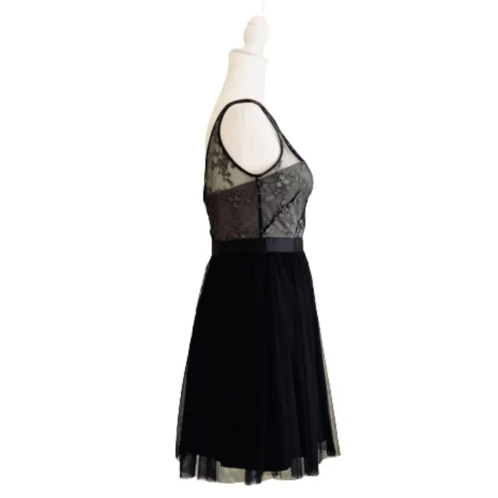 Aqua Dress Black Lace Mesh Tulle Sleeveless Fit & Flare Party Mini Size 2 NWT - Image 7