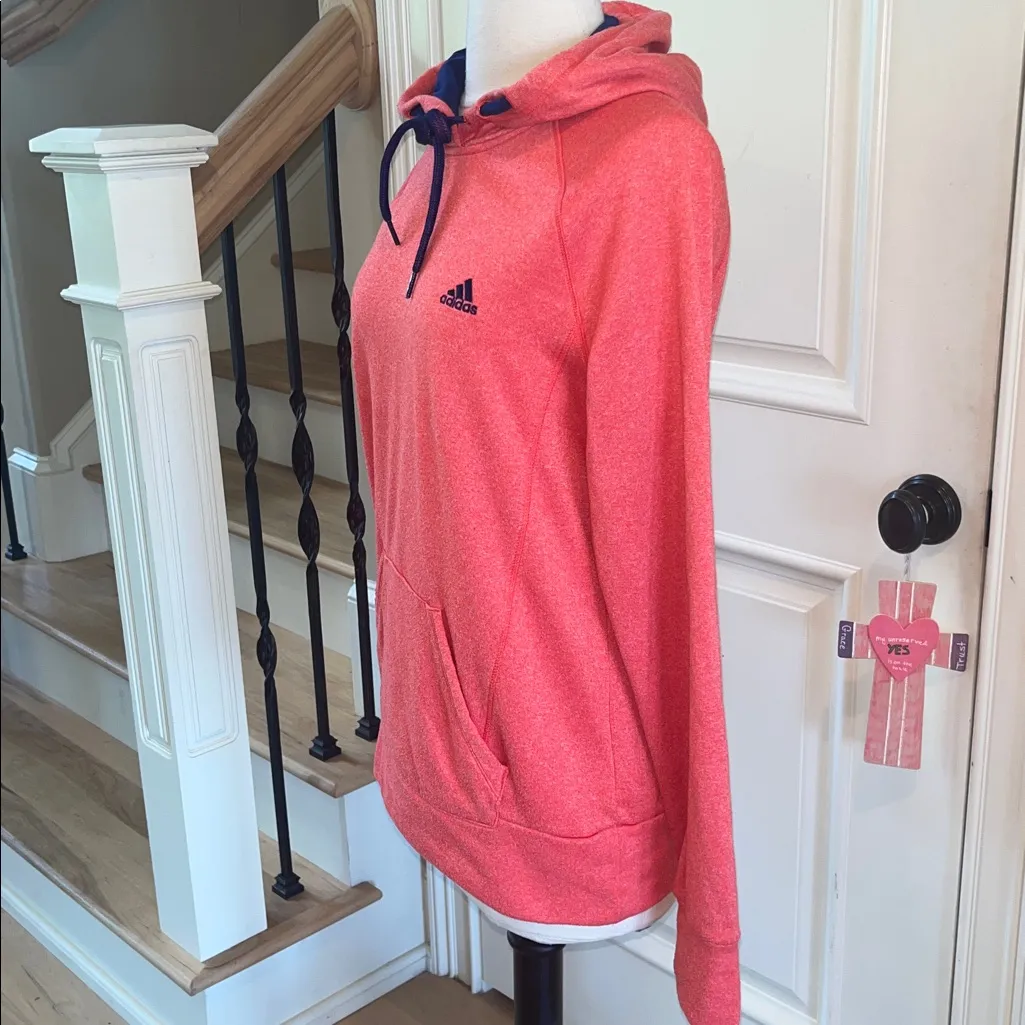Adidas Ultimate Hoodie Coral Navy Blue Trim - Image 4