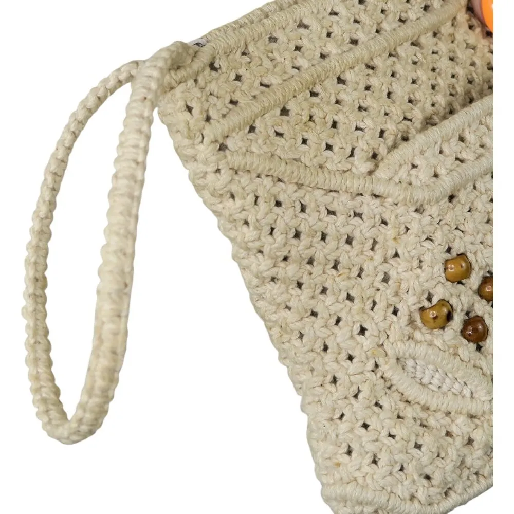 Vintage 70s Crochet Boho Philippine Macrame Crochet Clutch Brown - Image 5