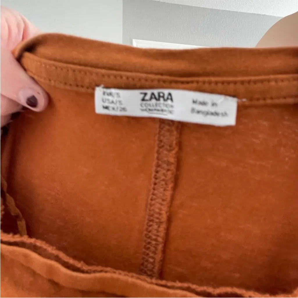 Zara Burnt Orange Muscle Tee Shirt Dress - Image 7