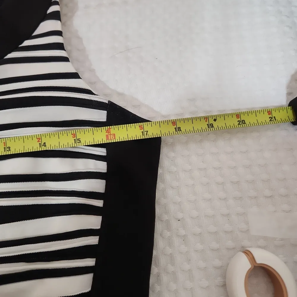 BALI Textured Striped Wave Colorblock Asymmetrical Shoulder Dress Size L - Image 12