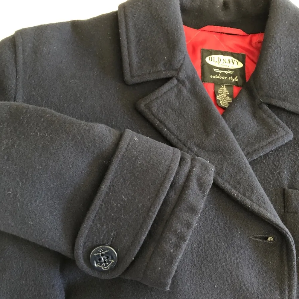 Double Breasted Classic Navy Blue Wool Peacoat, sz. XS - Image 7