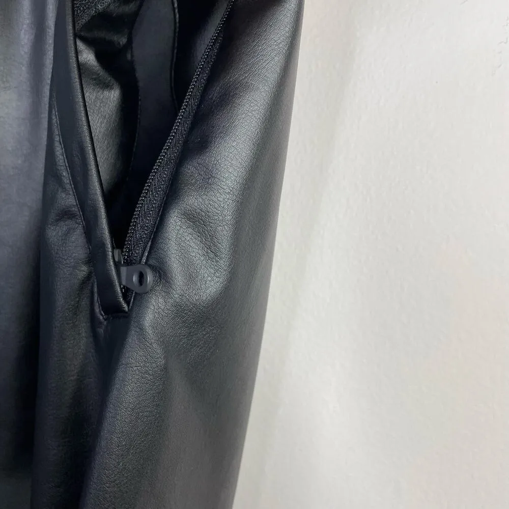 OFFLINE Aerie Real Luxe Faux Leather Wide Leg Pants Black Vegan Womens M New NWT - Image 6