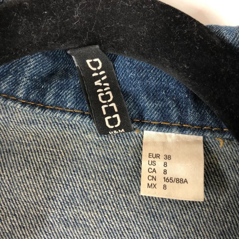 Divided H&M Womens Denim Jacket Retro Trucker Medium Wash Cotton 12 - Image 4