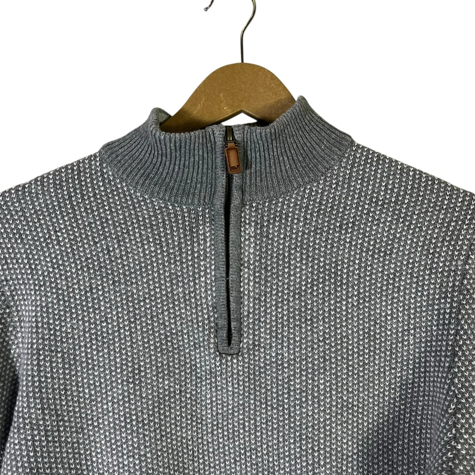 Vineyard Vines 1/4 Zip Mock Neck Sweater Mens S Gray Cotton Cashmere Classic - Image 3