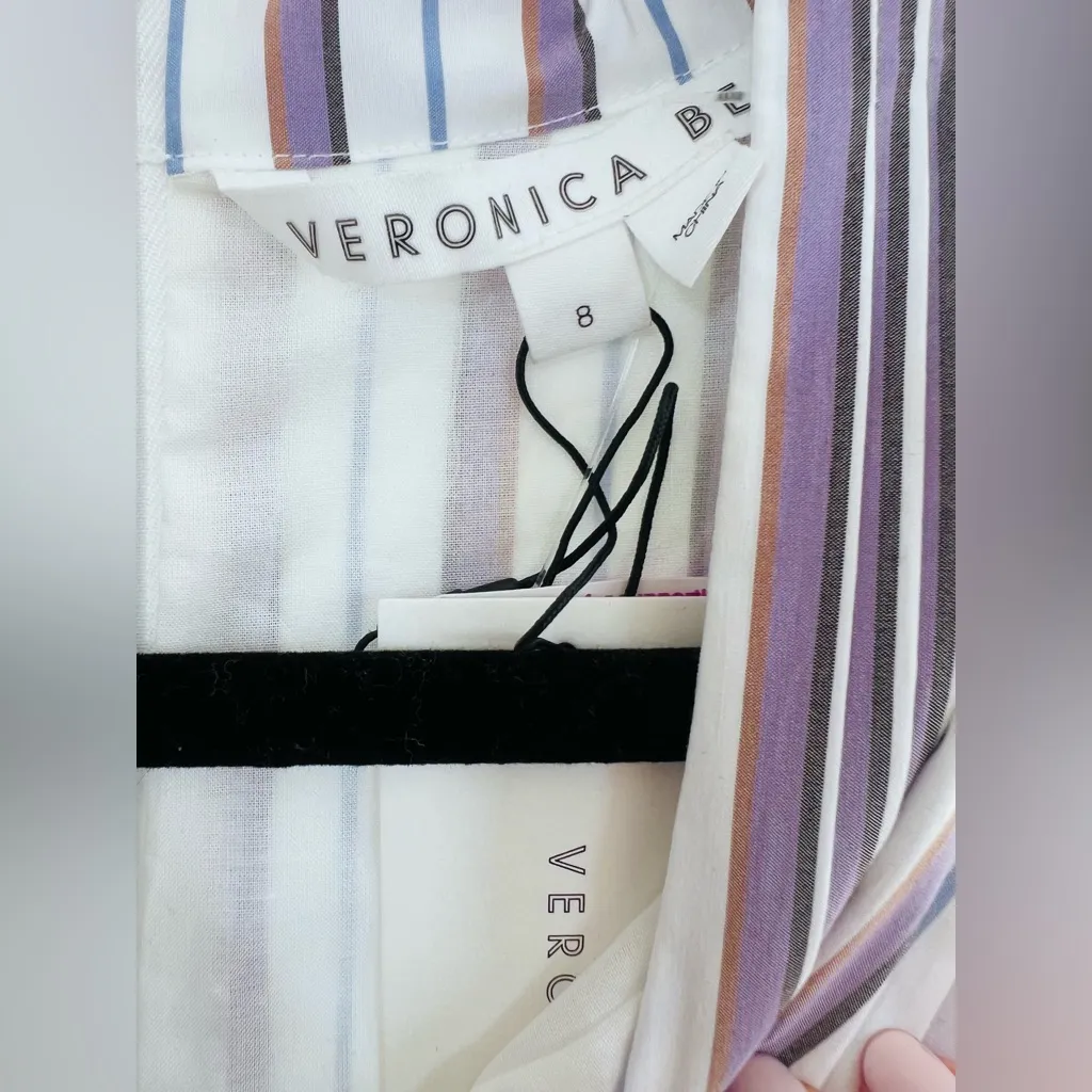 VERONICA BEARD Radley striped poplin midi dress - Image 8