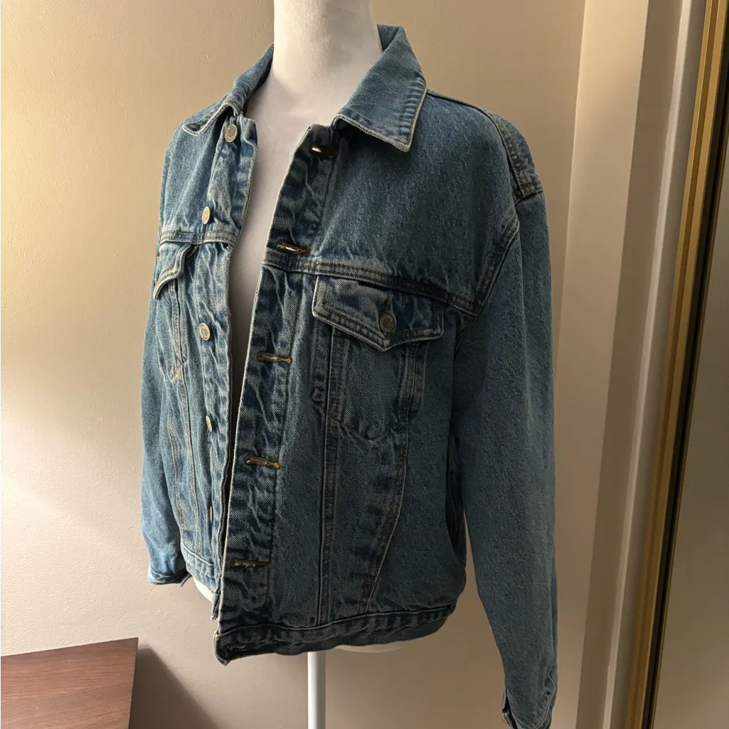 Brandy Melville  Blue Denim Flannel Lined Jacket Size S - Image 9