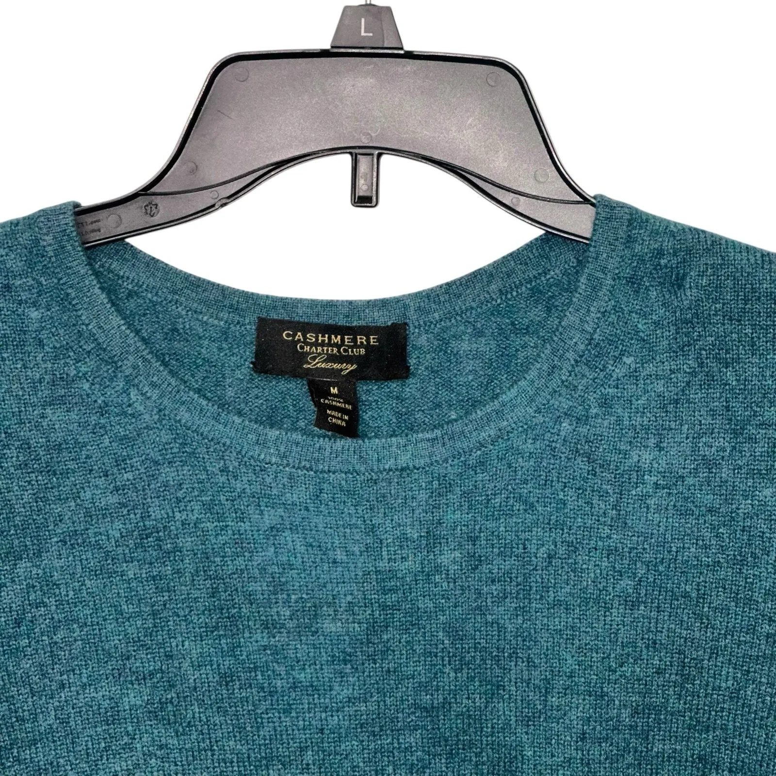 Charter Club Luxury Women's Sz Medium 100% Cashmere Green Crewneck Sweater New - Image 2