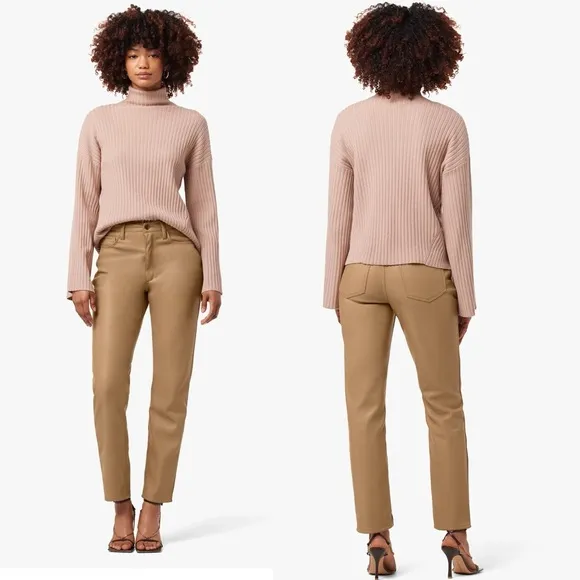 NWT JOE'S THE HONOR HIGH RISE VINTAGE STRAIGHT ANKLE JEANS  VEGAN LEATHER - Image 2