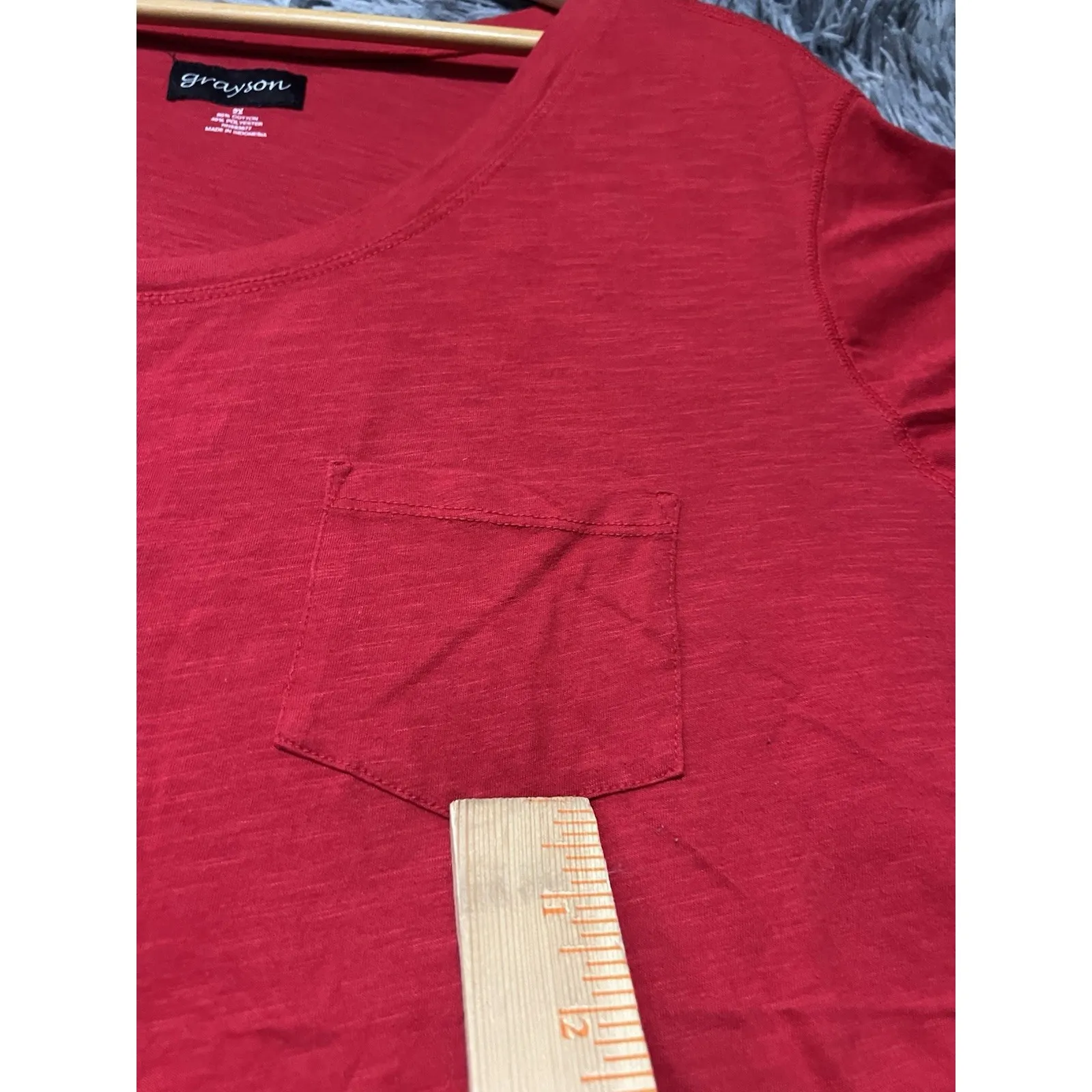 Grayson T-Shirt Women Size 2XL Red Small Pocket Lightweight Summer Beach Brunch - Image 6