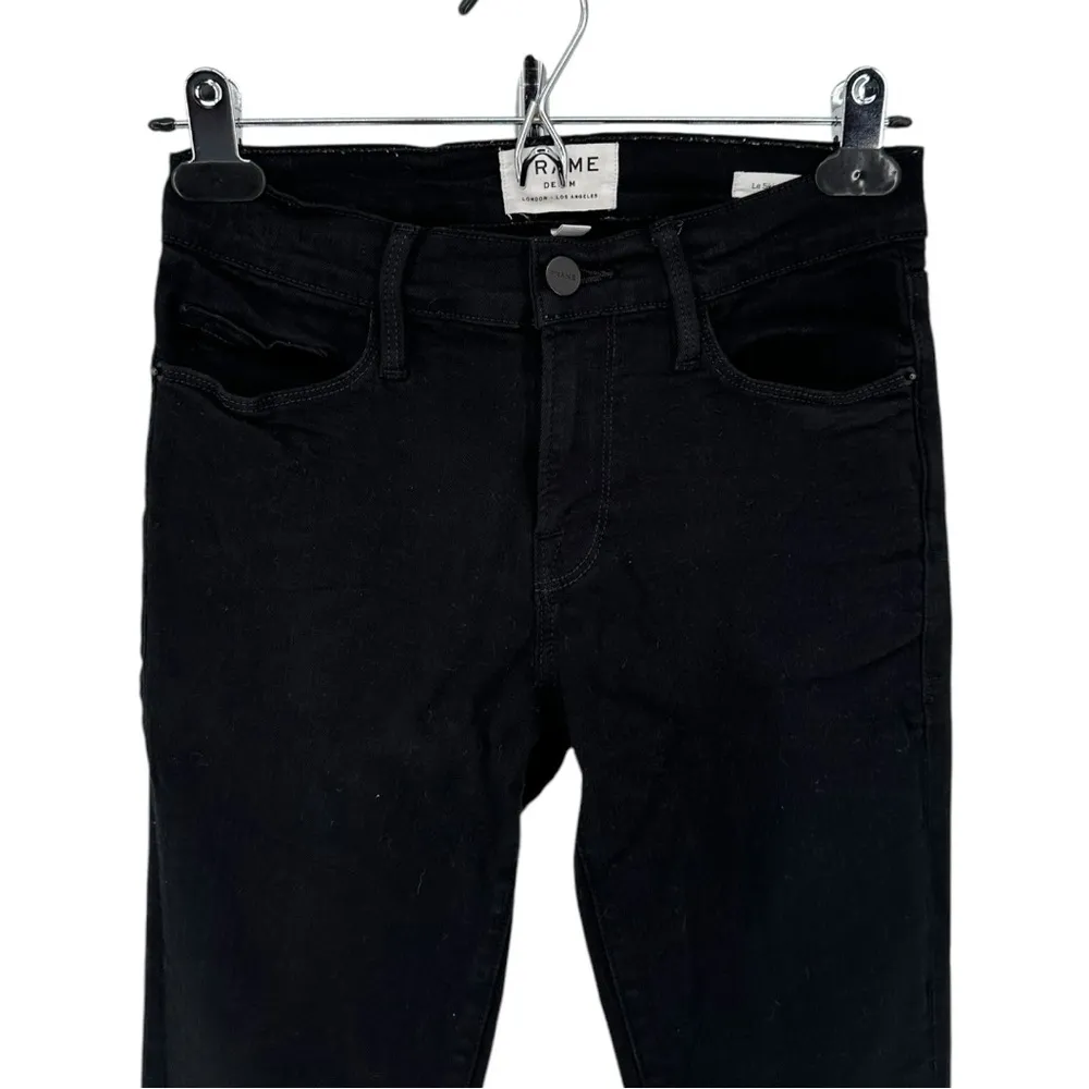 Frame Denim Le Skinny de Jeanne Raw Hem Jeans in Film Noir Black size 25 - Image 4