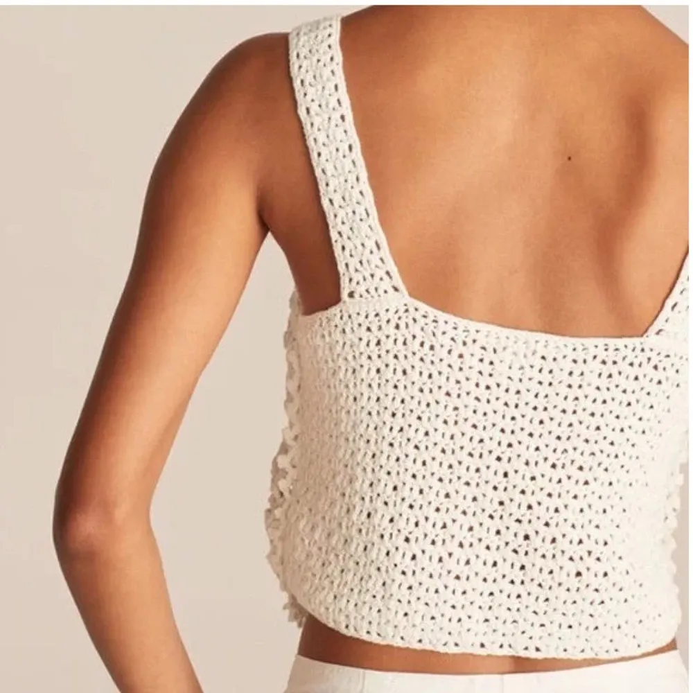 Rebecca Taylor “Crochet Doily” white moonstone open knit tank top Size … - Image 4
