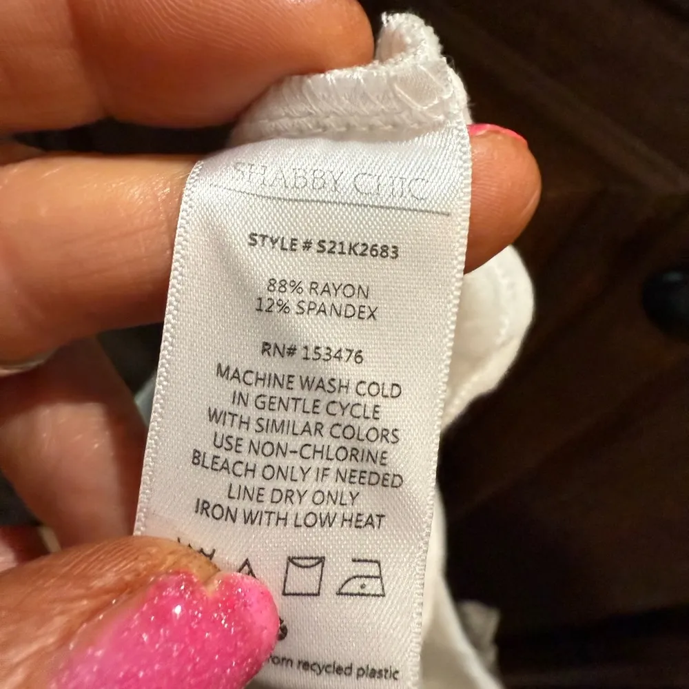 Shabby Chic White Ruffled Short Sleeve Tee Size XS - Image 8