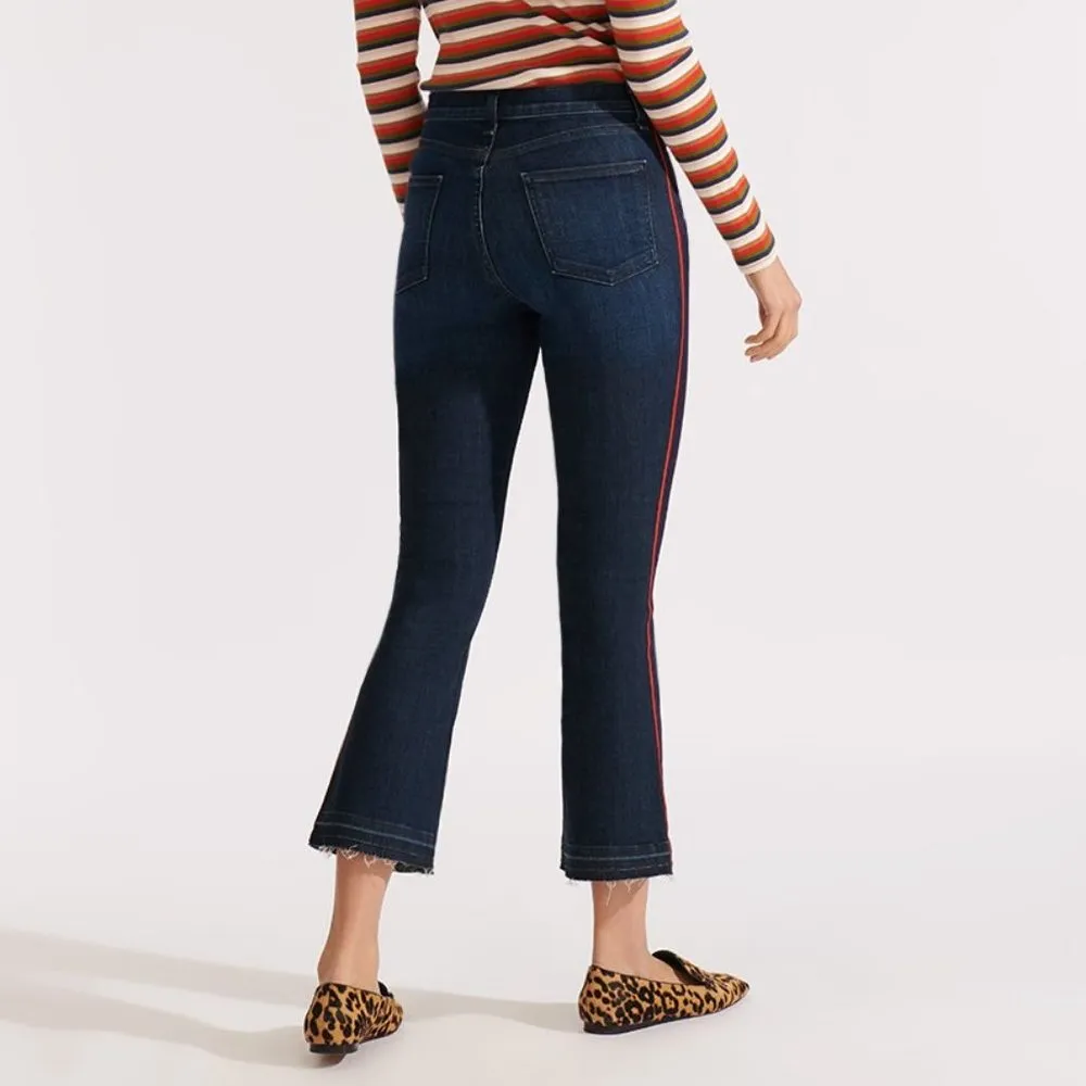 NEW Veronica Beard Jeans Carolyn Baby Boot in Midnight Red Stripe Plus Size 24 - Image 2