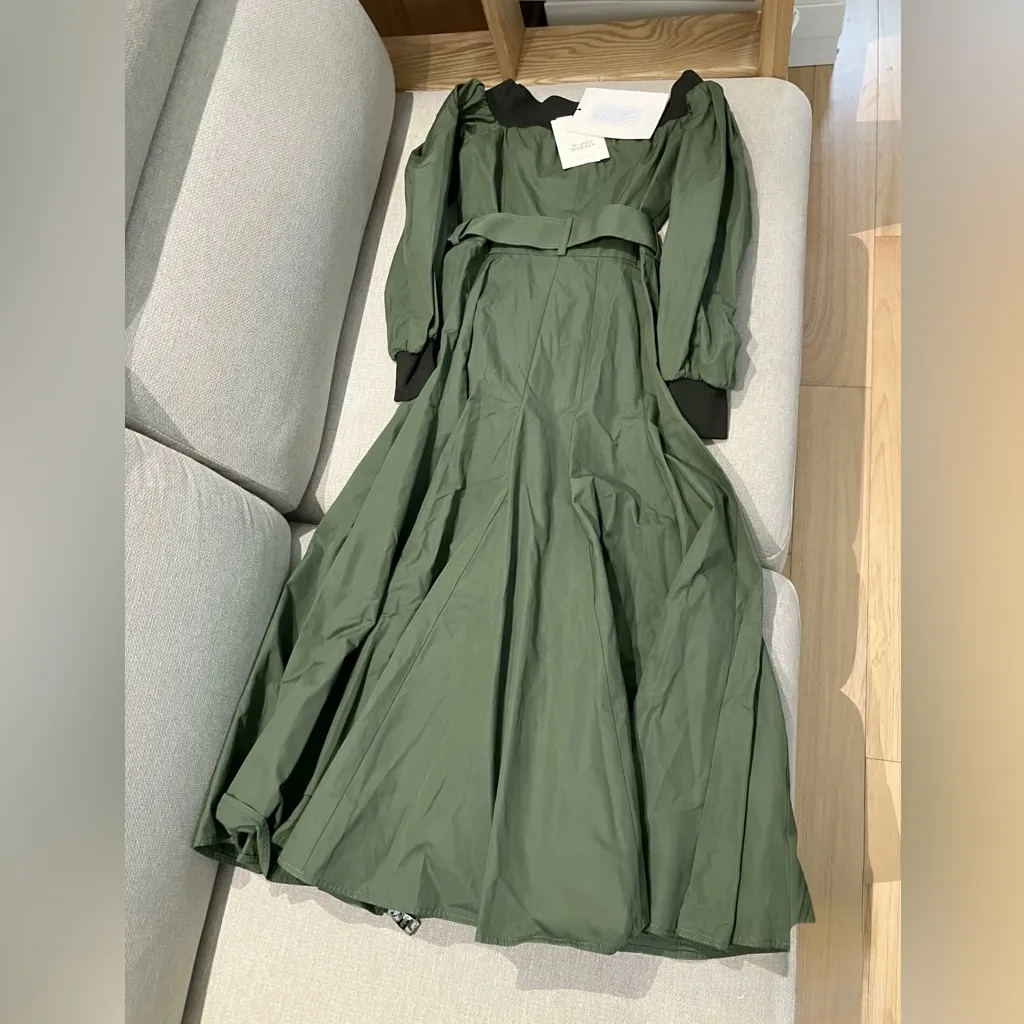 NWT Alexander McQueen Off The Shoulder Godet Dress in Green Size38/US0 - Image 6
