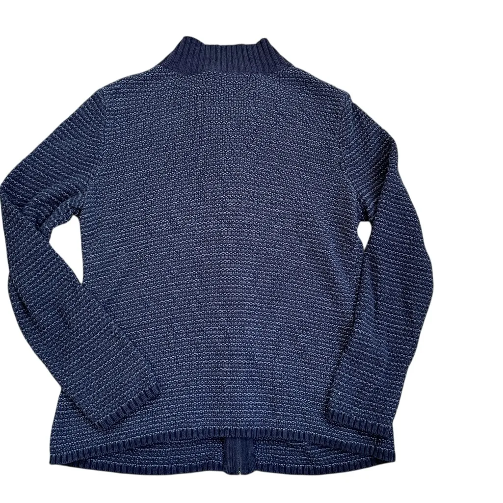 Karen Scott Navy Blue Knit Zip Up Sweater - Image 2
