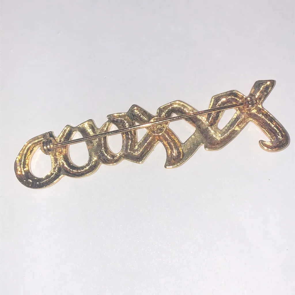 Angel Brand Gold Tone Crystal CZ Rhinestone XOXO Retro Boho Brooch - Image 4