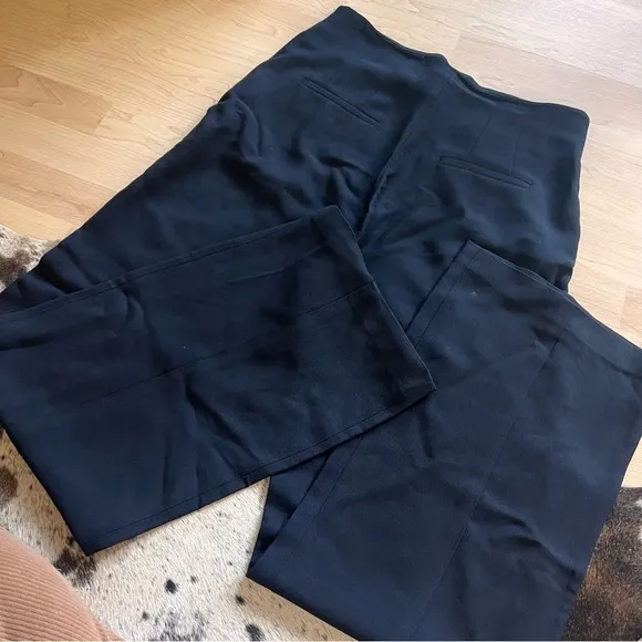 A.L.C Marlo Wide Leg High Waisted Black Dress Pants Crepe‎ Trousers Size 10 - Image 11