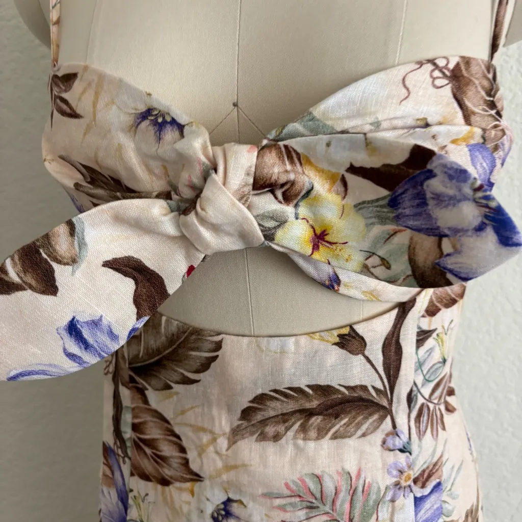 NWOT Zimmermann linen  Cream and Purple Dress - Image 7