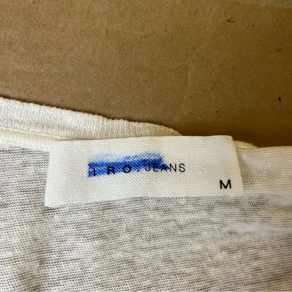 IRO Jeans White Black Geometric Linen Top Medium - Image 6