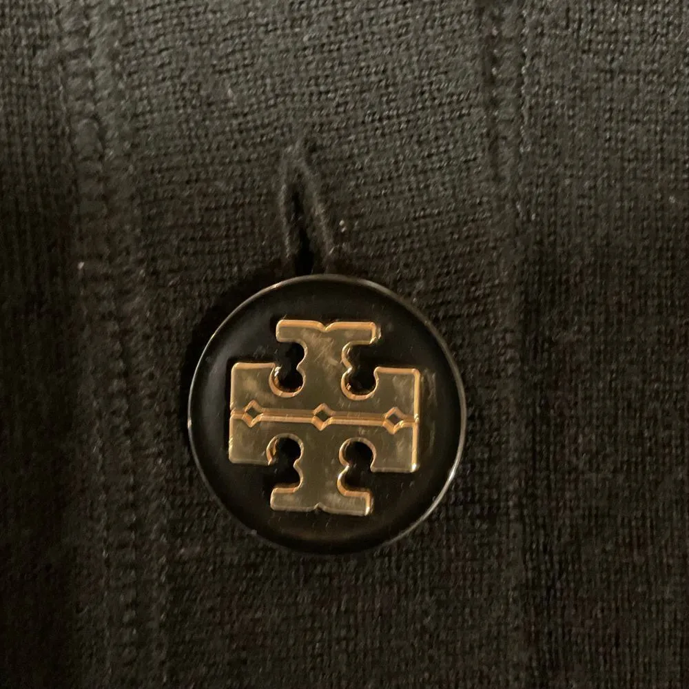 Tory Burch Black Merino Wool V Neck Cardigan Sweater Size XS Long Sleeve Knit‎ - Image 10