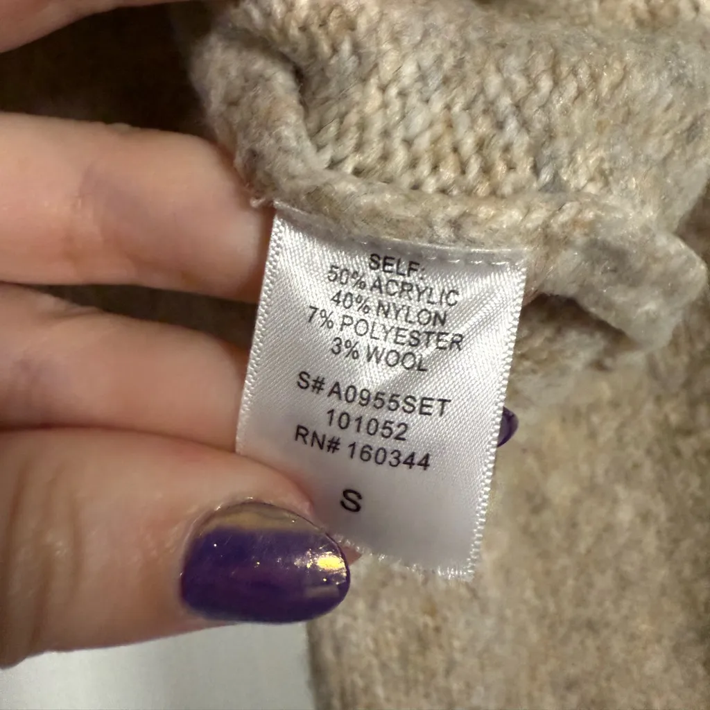 Beige Botany Tan Oatmeal Wool Blend Turtleneck Crop Sweater Size Small - Image 6