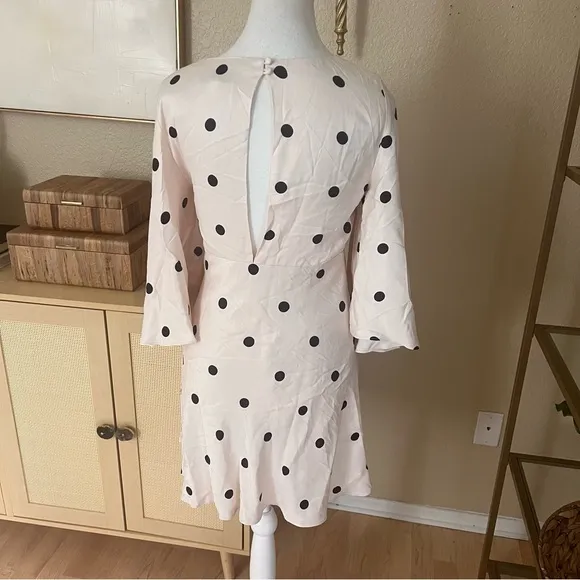 SHONA JOY‎ Cream Shelby Polka Dot Dress Flare Sleeves size 4 - Image 5