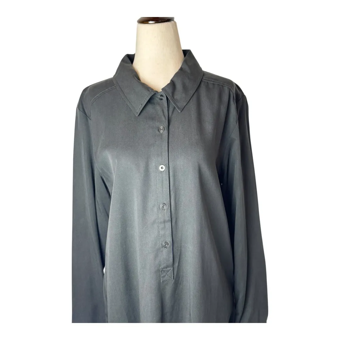 Michael Stars Dress Women Large Black Collared Long Sleeve Shirt Dress Mini NWT‎ - Image 4
