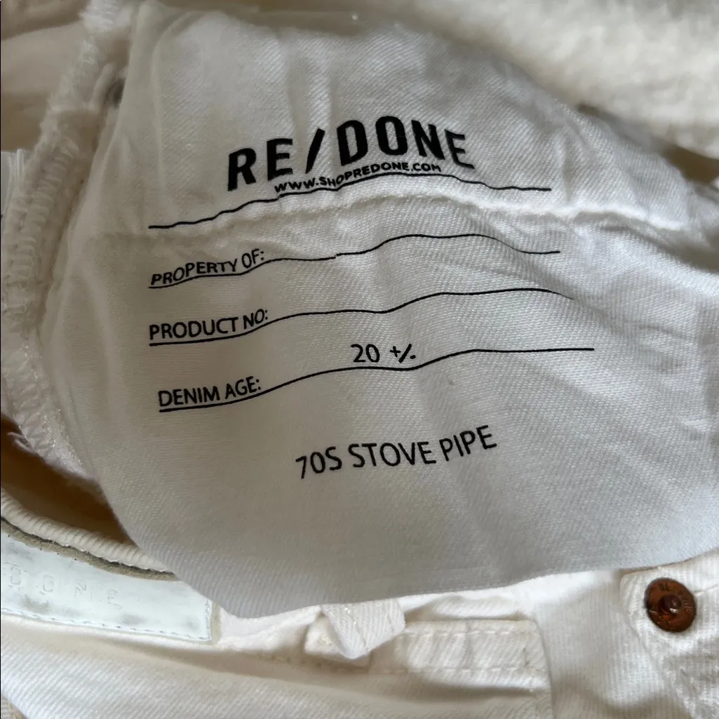 Re/Done 70s Stove Pipe Vintage White Jeans - Image 6