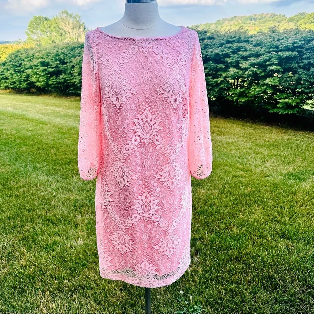 Chaps Lace Light Pink Elegant Dress - Image 4