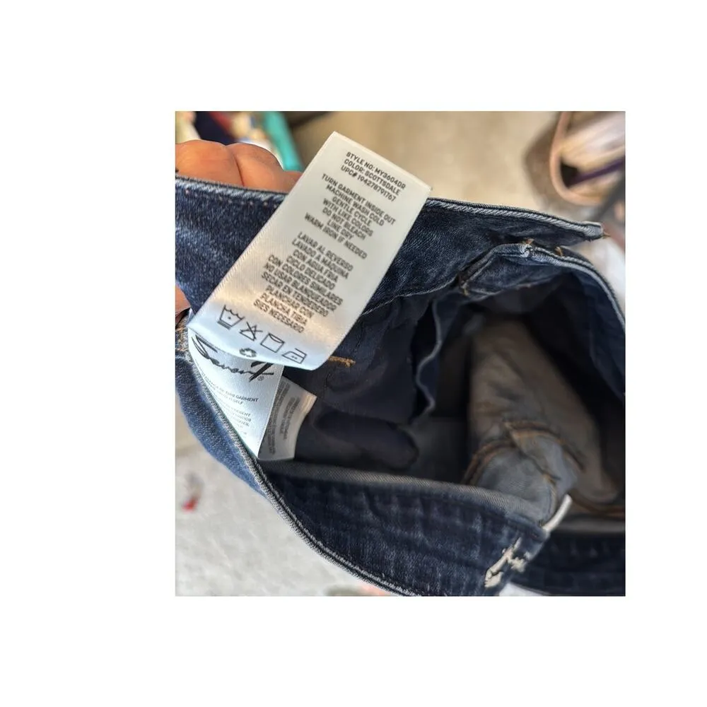 Seven7 high rise dark wash stretch denim shorts size 12 coastal beach summer - Image 7